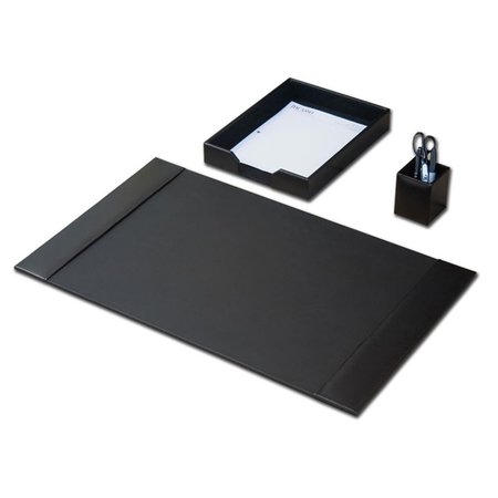 WORKSTATION Black Bonded Leather  Desk Set, 3PK TH268904